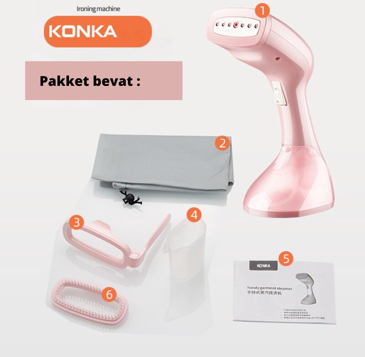 Kledingstomer - Reiniger - Compact formaat - Steamer - Kleding - 0.8L - Stoomapparaat - Hand stomer - Roze