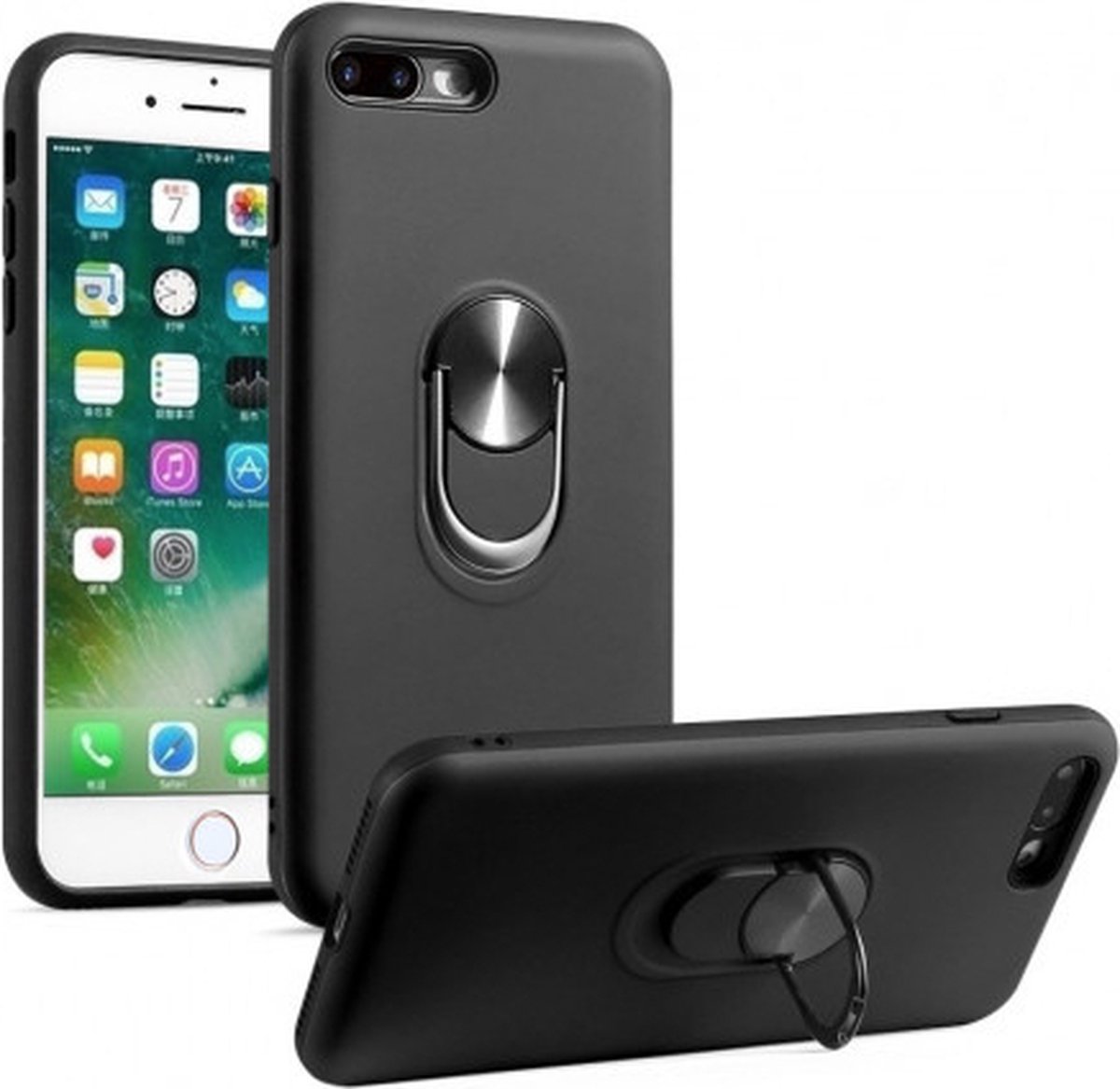 Hoesje Geschikt voor iPhone 7/8 Plus hoesje Shockproof Armor case - back cover – TPU – Zwart