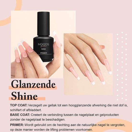 Moods Gellac Starterspakket Primer Base Coat Top Coat Gellak