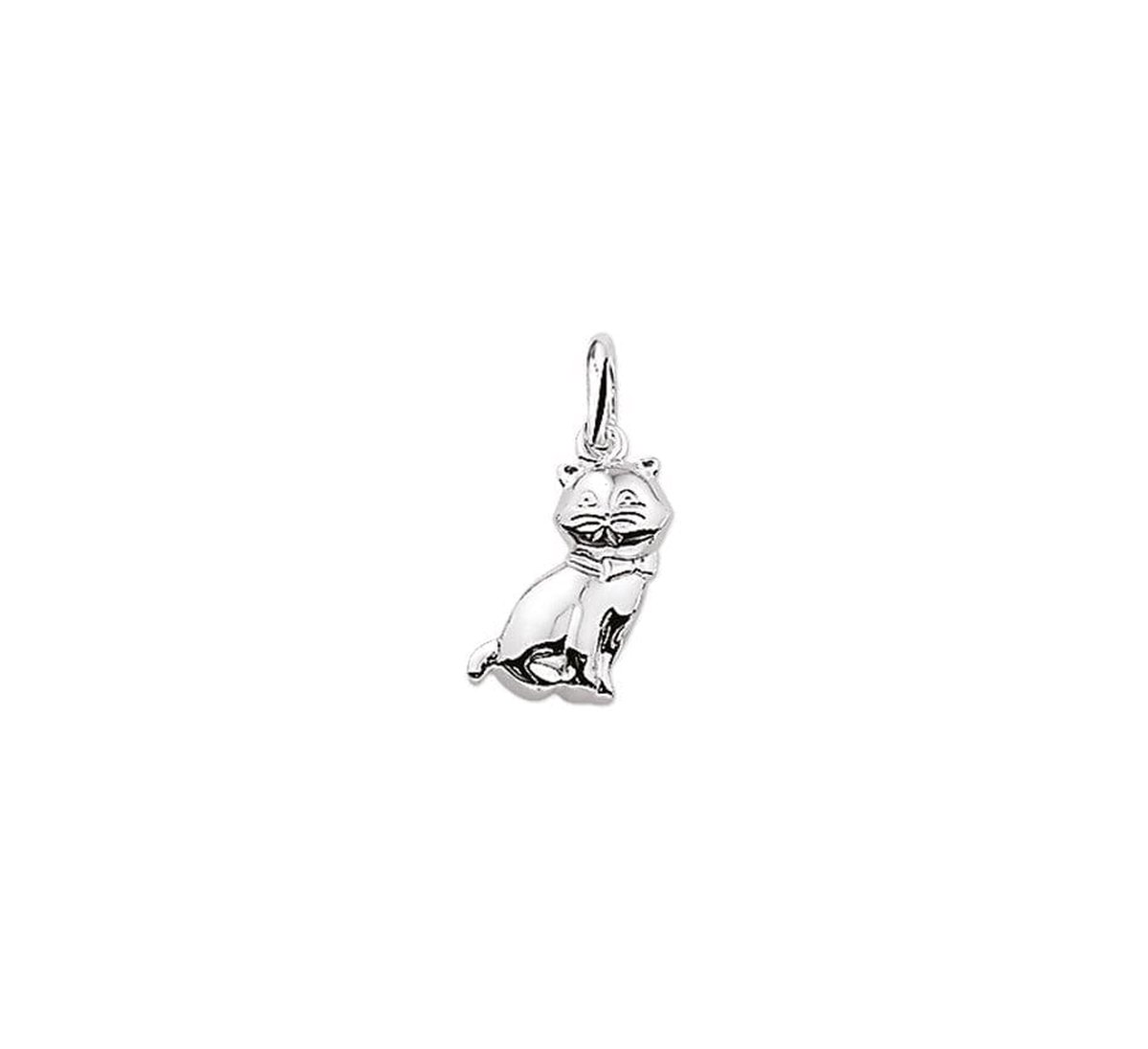 Zilver Gerhodineerde Hanger poes 1329604