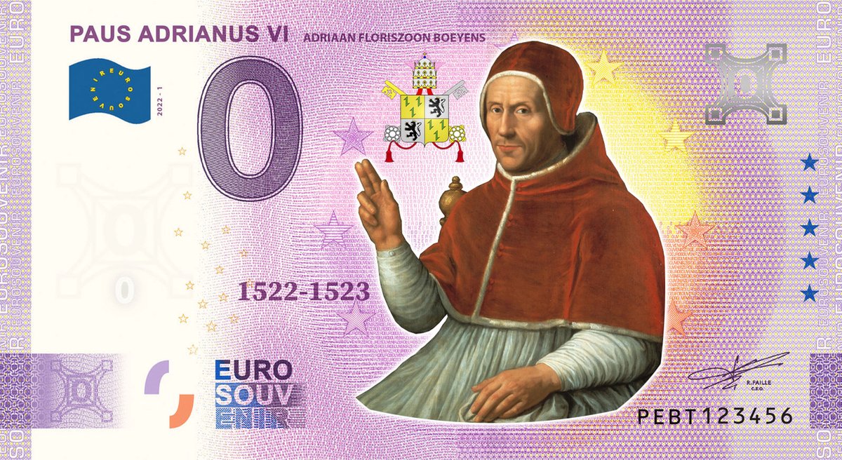 0 Euro biljet 2022 - Paus Adrianus VI KLEUR