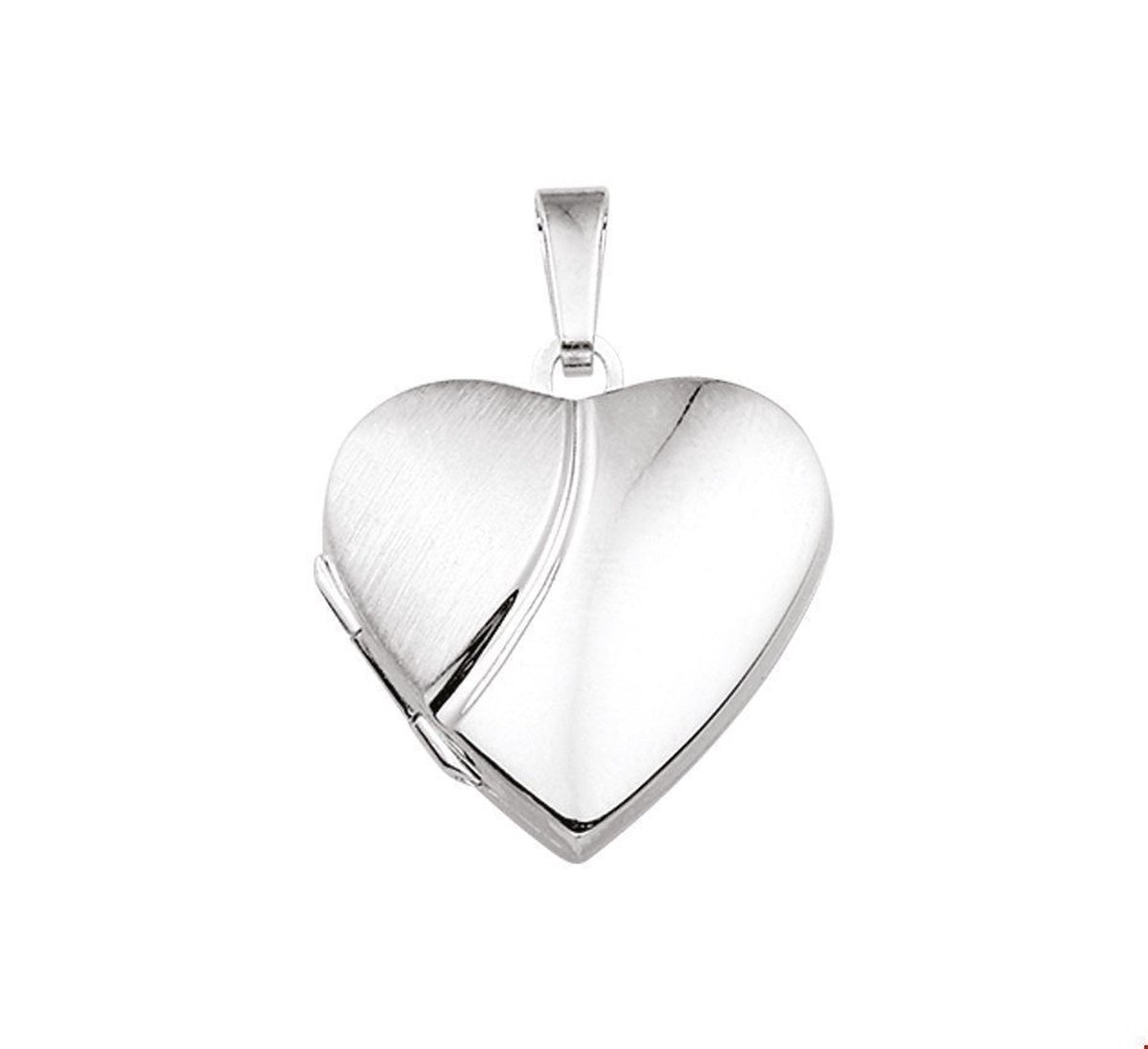 Zilveren Medaillon hart poli/mat 1014522