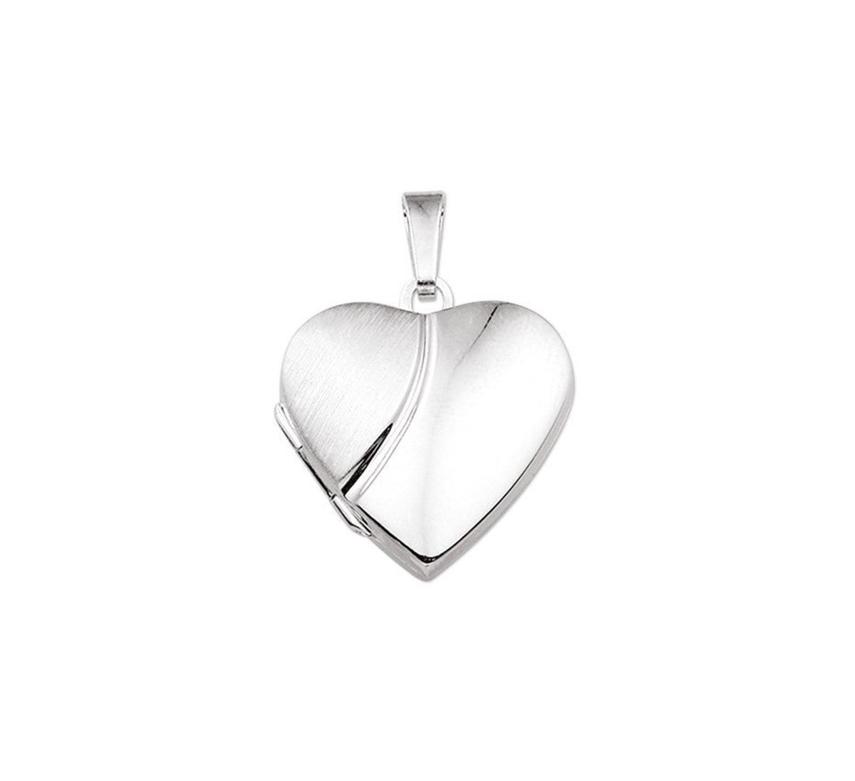 Zilver Gerhodineerde Medaillon hart poli/mat 1330049