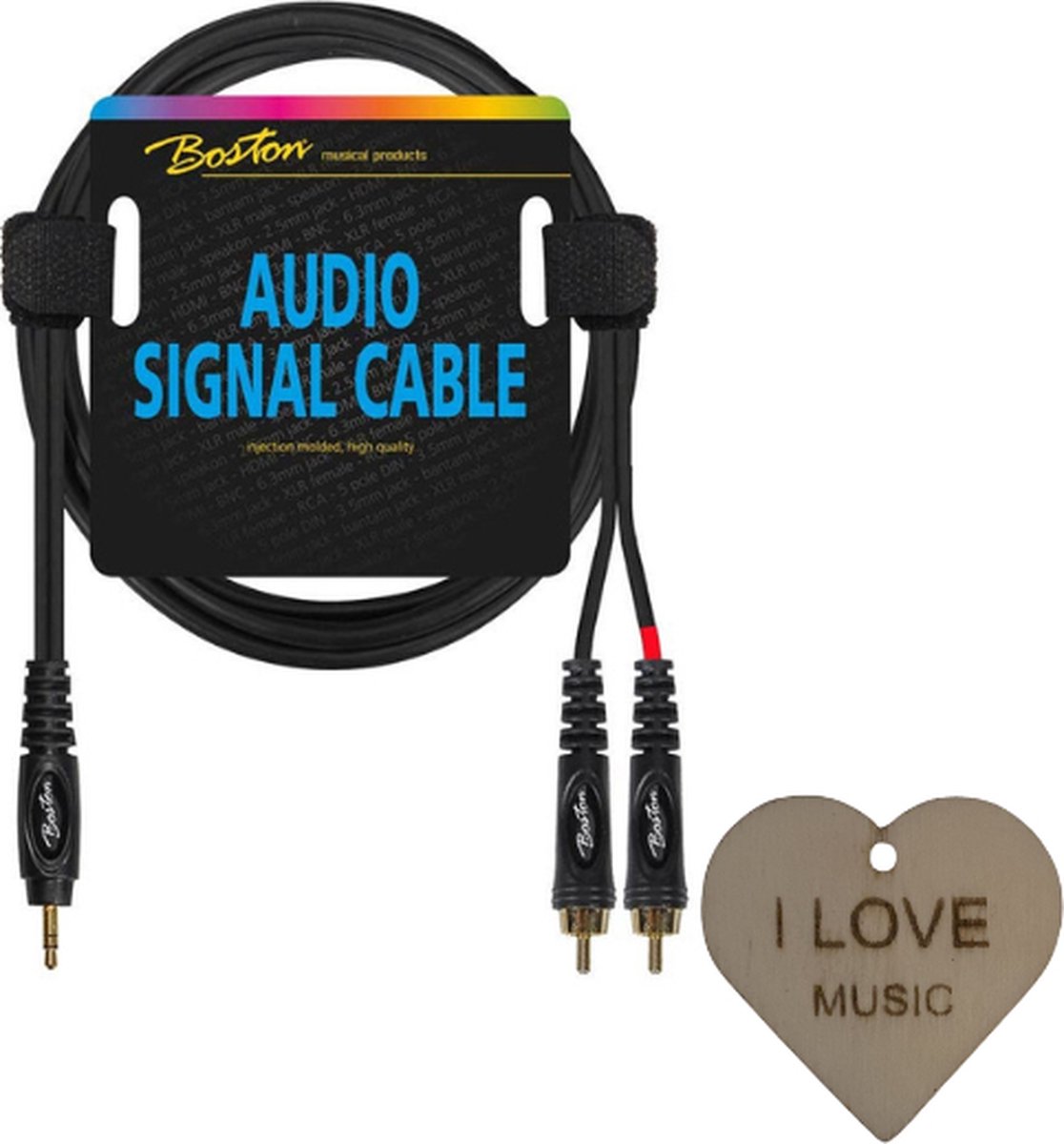 Boston audio signaalkabel - 2x Tulp RCA Naar Mini Jack 3.5mm Met Specter Sleutelhanger - 6m