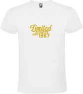 T-Shirt Wit avec Image « Edition Limited depuis 1967 » Or Taille XXXXXL