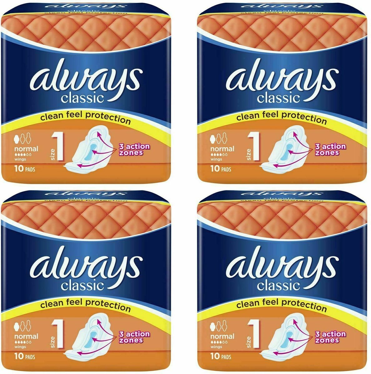 Always Classic Normal met vleugels - Voordeelverpakking 4 x 10 stuks