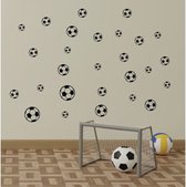 Stickerkamer® - Muursticker - voetbal - 27 voetbal ballen - zwart - muurstickers - jongen - kinderkamer - inspiratie - muurdecoratie