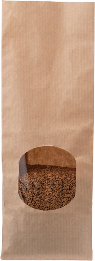 Evergreen Goods 50x Kraft zak met platte bodem venster (200 × 300 mm) - voedselverpakking herbruikbare voedselveilige papieren zakken - hitteverzegelbare en ritssluitingszakken - kraftzak voor