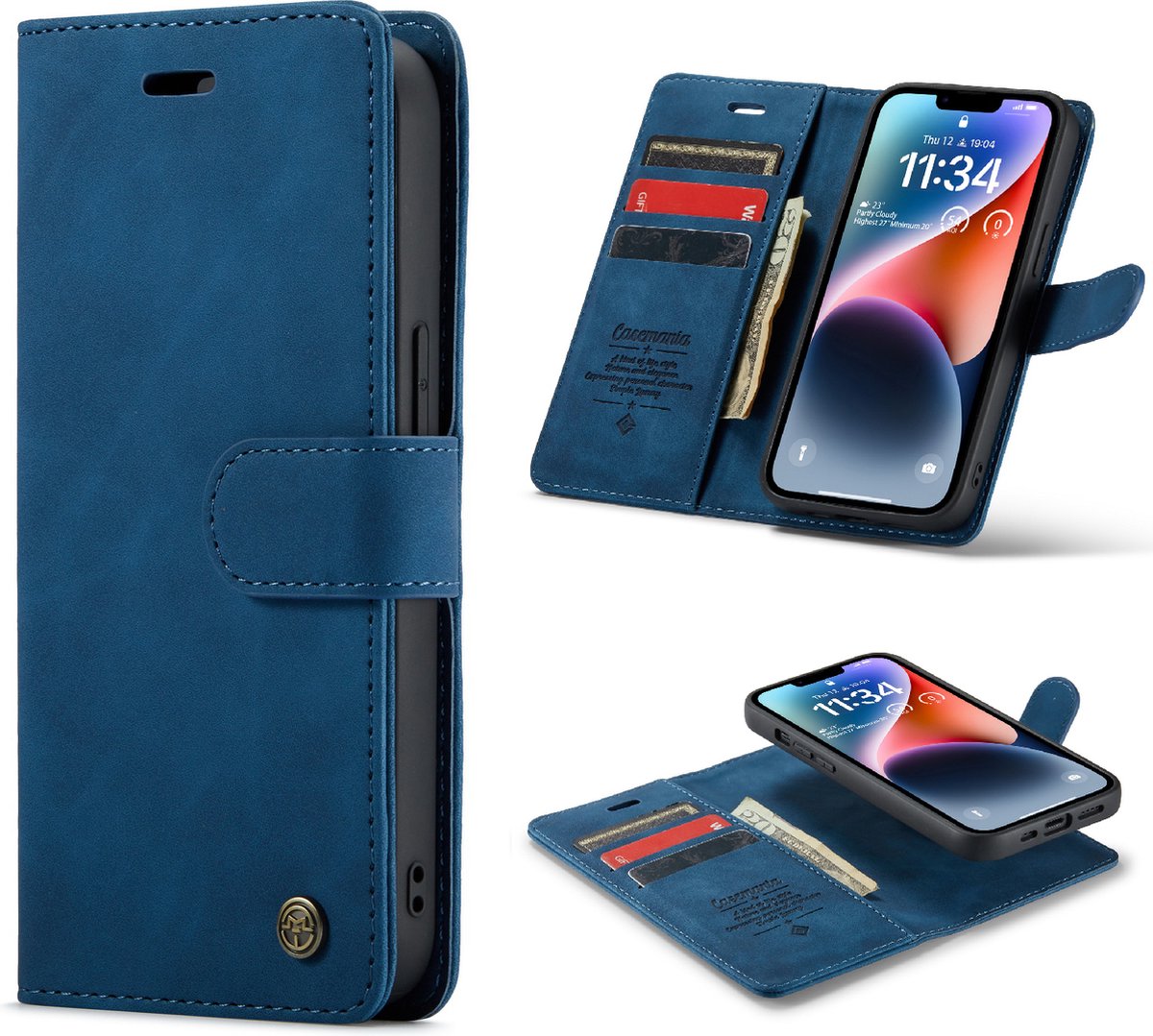 Casemania Hoesje Geschikt voor Apple iPhone X & XS Navy Blue - 2 in 1 Magnetic Book Case