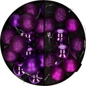 Boules de Noël - 20x pièces - violet - 3 et 4 cm - plastique