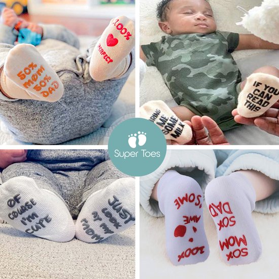 Super Toes® Kraamcadeau Sokjes voor Jongen of Meisje - Gender Reveal Babyshower – Kraammand 0-3 Maanden