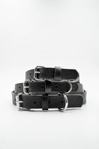 Boef The Label - Leren halsband voor honden - Halsband - Leer - Rustic Zwart - zwart - Maat M - 33 tot 45 cm