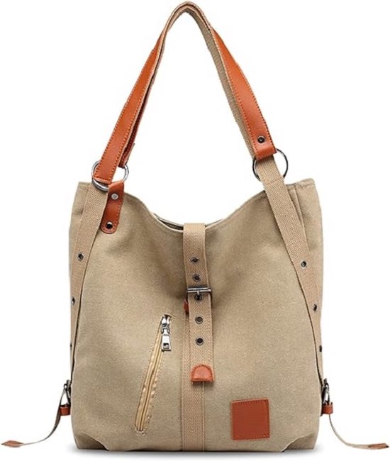 Myhozee Handtas dames canvas schoudertas, tassen dames strandtas schoudertas crossover tas voor meisjes vrouwen (Grey