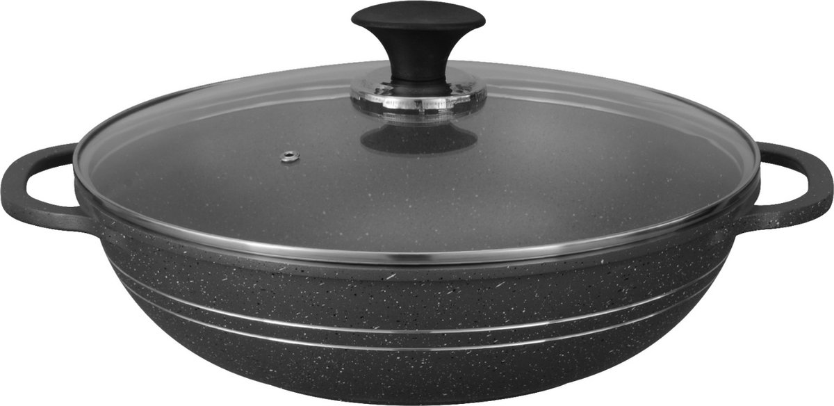 Graniet Wokpan (32 cm) Geschikt voor alle warmtebronnen)