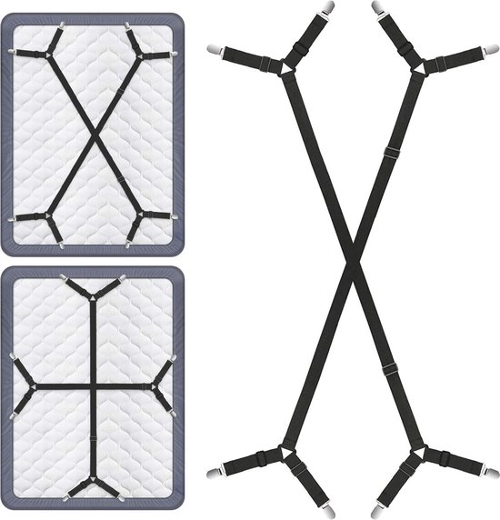 Bed Sheet Fasteners, Verstelbare Driehoek Elastische Bretels Grijper Houder Bandjes Clip voor Bedlakens, Matrashoezen, Sofa Kussen