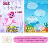 Uitnodiging kinderfeestje - Kinderfeest - Uitnodigingen - Verjaardag - Inclusief enveloppen - Eigen design en print - Wenskaart - Baby Shark - 20 stuks - A6