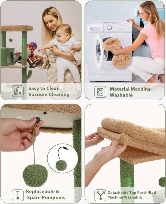 PAWZ Road Kattenboom met metalen pluche hangmat, kattentoren voor volwassen katten met 2-deurs condo-huis, 6-traps kattenrekken met krabpalen en grote bovenste zitstang, beige, 116 cm PAWZ Road Kattenboom met metalen pluche hangmat, kattentoren voor volwassen katten met 2-deurs condo-huis, 6-traps kattenrekken met krabpalen en grote bovenste zitstang, beige, 116 cm