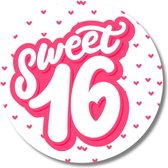 Cadeaustickers | Sweet 16 | 20 stuks | 16e verjaardag | Sweet sixteen | Sluitstickers| Traktatiesticker | Roze | Wit