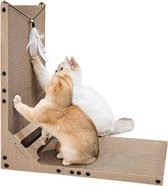 Huisdieren Kattenkrabplanken Vergroten L-vormig krabkarton voor katten Hogere kwaliteit kattenkrabplanken met balspeelgoed en kattenkruid Golfkarton krabmeubels Kattenkrabben, groot
