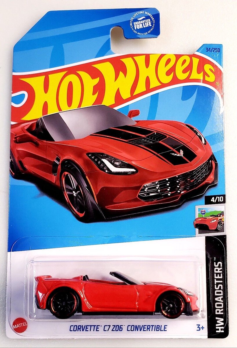 HOT WHEELS CORVETTE C7 Z06 CONVERTIBLE RED 34/250 1:64 HW ROADSTERS 4/10