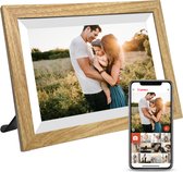 Digi Comforts Digitale Fotolijst met WiFi en Frameo app - Gebruiksvriendelijk - Mooi design - Makkelijk te installeren - HD IPS Touchscreen - 10.1 inch - 32GB - Hout