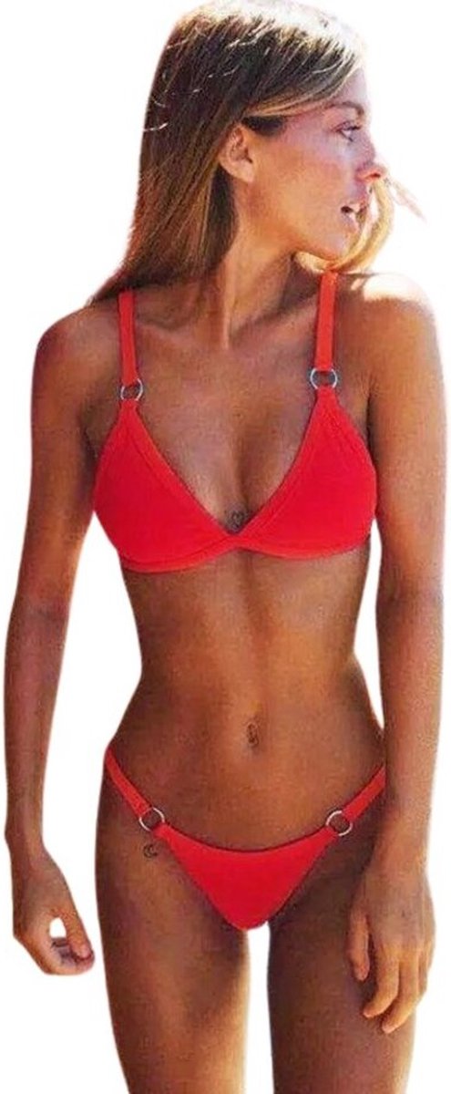 Modieuze Bikini Set | 2-Delige Set | Zwemkleding | Rood - M
