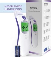 SAFETEMP® NL - Voorhoofd thermometer - Oor thermometer - Lichaamsthermometer - Volwassenen - Baby thermometer - Thermometer lichaam - Koortsthermometer - NL Handleiding