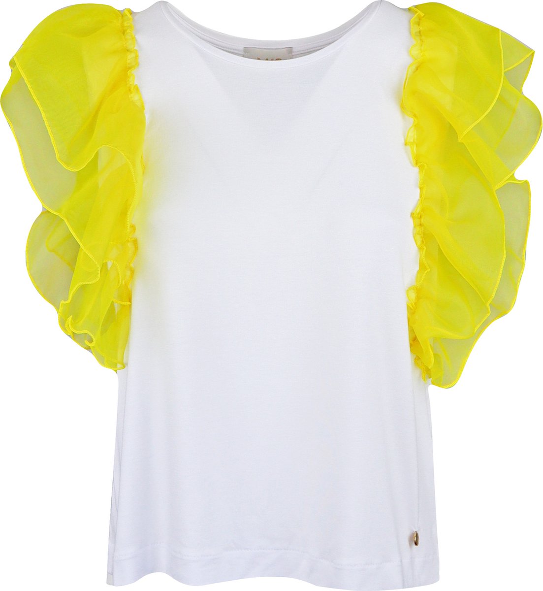 Verysimple • witte top met gele ruches • maat XS (IT40)