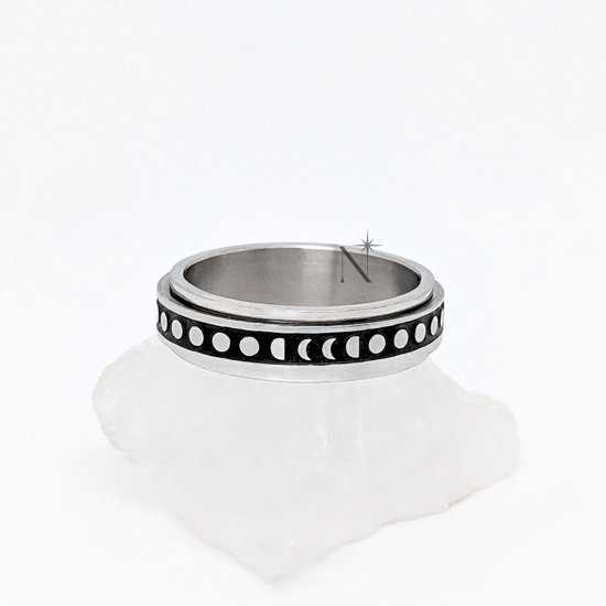 Luminora Lunar Ring - Fidget Ring Manen & Rondjes - Anxiety Ring - Stress Ring - Anti Stress Ring - Spinner Ring - Spinning Ring - Draai Ring - Maat 55 | ⌀ 17.4 - Wellness Sieraden