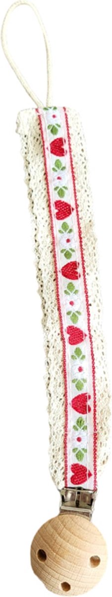 Goedkoopste Speenkoord - spenenketting - Bohemain - Kant - Bloemen - Rood
