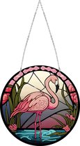 Diamond Painting Raamhanger Flamingo - Compleet Hobbypakket - Ronde steentjes
