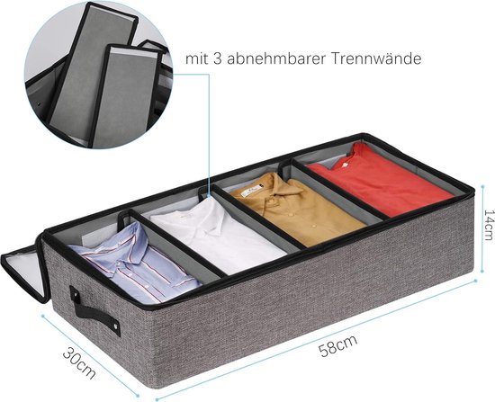 3-delige Opbergtas Voor Onder Het Bed 90L Opvouwbare Opbergtas Voor Onder Het Bed Met Duurzame Ritssluiting En Handvat Voor Dekbedden Dekens Kleding Dekbedden 100 X 50 X 18 Cm