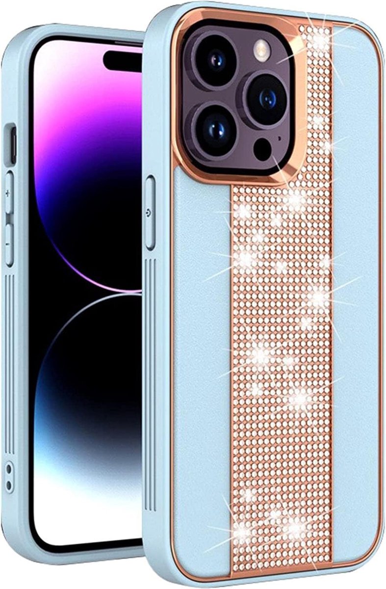 Diamond Plating Frosted Hoesje Geschikt voor: iPhone 13 Pro Max - Blauw