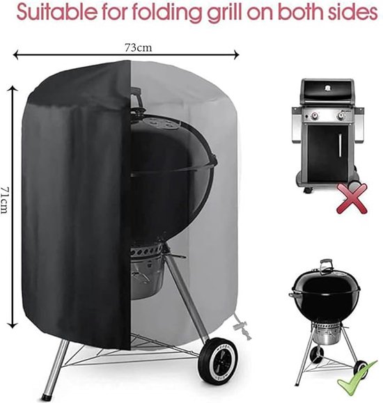 Housse De Protection Imperméable Pour Barbecue De Table 56 Cm - Tissu Oxford 420D, Résistante Au Vent