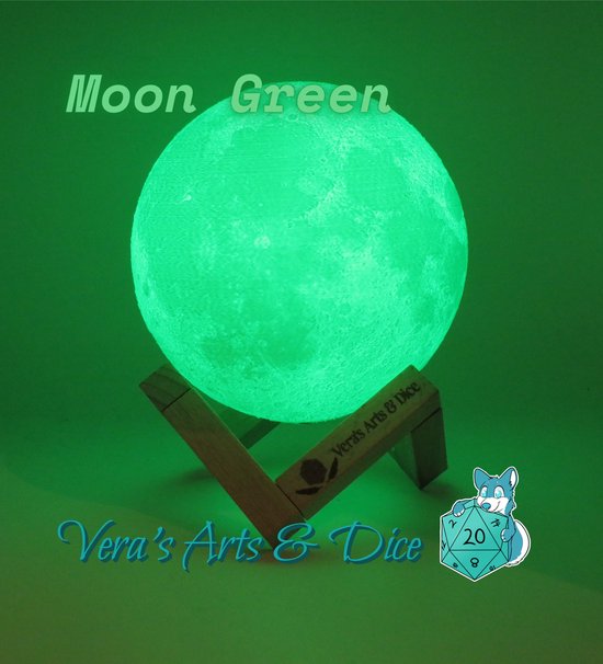 Maan Lamp - Vera's Arts & Dice - 16 Verschillende Kleuren - Planeet Lampen - LED Lamp - Oplaadbaar Dimbaar Stroboscoop Effect Mogelijk Aanraak Gevoelig Afstandsbediening - 3D Print Handmade - Lampen Verlichting Sfeerverlichting - Slaapkamer Woonkamer van Vera's Arts & Dice — afbeelding 4