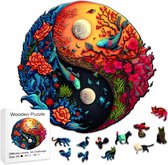 Legpuzzel Houten Puzzel Yin Yang Aqau Karper Dieren Puzzel A5 Formaat 90 stukjes 25cm/25cm Puzzel voor Jong en Oud