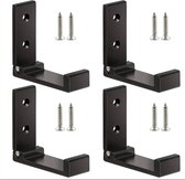 Opvouwbare Kledinghaken - Set Van 4 Wandhaken - Wandhaken - Koptelefoonhouder - Koptelefoon Haken - Roestvrijstalen Wandhaken - Muurhangers - Badkamer Accessoires - Wall Mounted - Foldable Wall Hooks - Gaming Headset Haken - Zwart - Black -