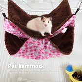 Hangmat voor kleine dieren, roze dubbellaagse kooi Pluche hangmat Warm sleeing hangend bed voor suikereekhoorn Rat cavia Gerbil muizenhamster(L)