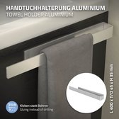 Handdoekstang zonder boren met 2 zelfklevende pads 40 cm zilver aluminium ML design