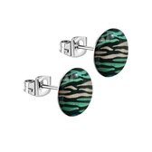 Aramat Jewels - Ronde Oorstekers Zebra Motief - Multikleur Acryl Staal 10mm - Trendy Oorbellen - Cadeau - Voor Haar en hem - Kleurrijke Sieraden