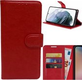 Samsung Galaxy S24 Rood - Portemonnee Wallet Case Pasjeshouder - boek Telefoonhoesje Kunstleer - Book case