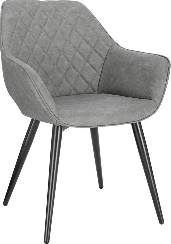 Luxe Stoel - Bureaustoel - Fauteuil - Stoel - Luxe Eetkamerstoel - Lounge Stoel - Grijs - Kunstleer