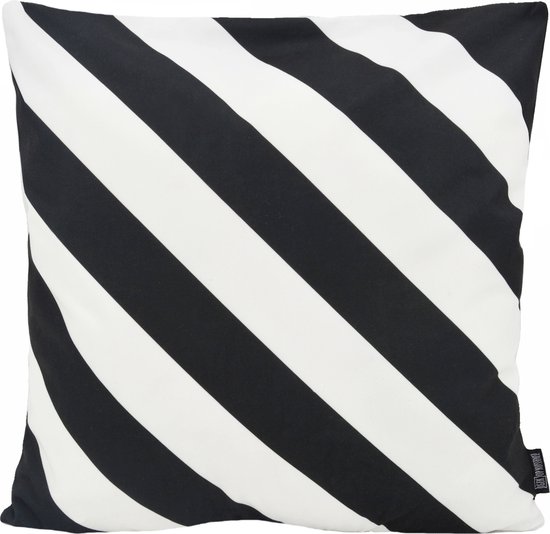 Stripe Zwart/Wit Strepen Kussenhoes | Katoen/Polyester | 45 x 45 cm