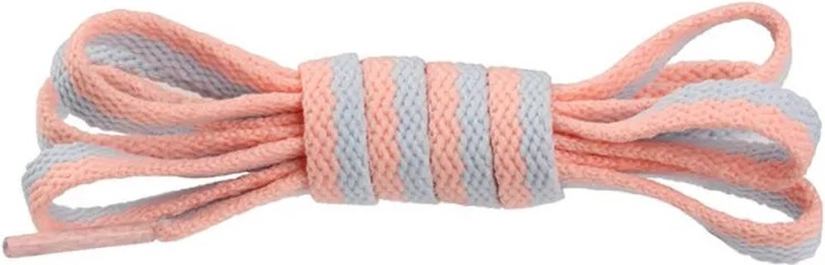 Beste Veters - Veters geweven - Schoenveters - Schoenaccessoires - 120 cm - Veters - Licht Grijs - Licht Perzik - Double kleur- Zomer -Zomertopper - Luxe veters