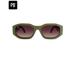 PB Sunglasses - Yves Olive - Zonnebril heren en dames - Gepolariseerd - Olijfgroen - Stevig frame van acetaat - Rechthoekige zonnebril