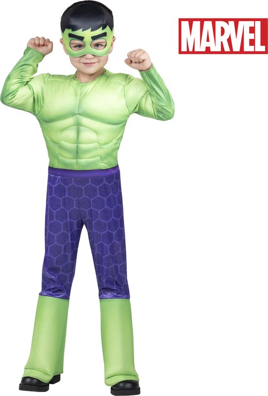 De Hulk Kostuum voor Peuters (Marvel, maat 3-4 jaar)