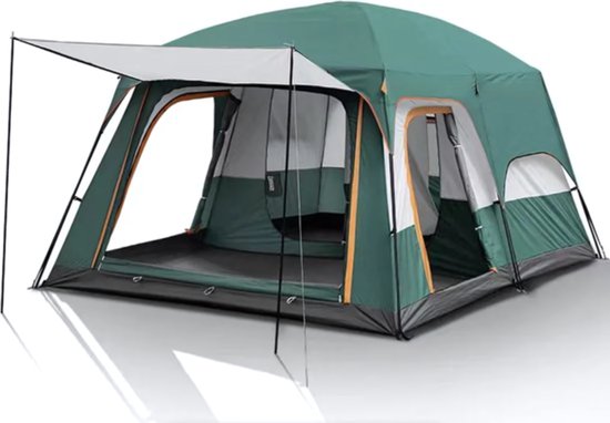 Camping tent voor 4 personen met 2 slaapcabines | Groen | waterdicht | Familietent | Festivaltent | Kampeertent