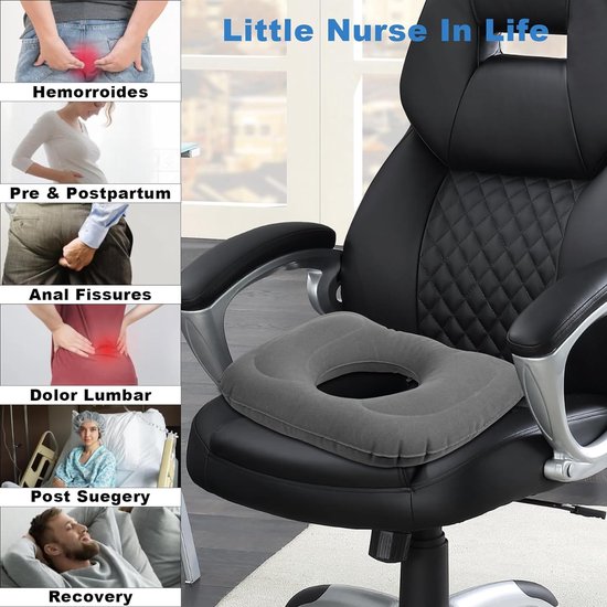 Coussin Gonflable Orthopédique Pour Siège - Confort Dos Et Coccyx - Pour Bureau, Voiture Ou Fauteuil Roulant - Léger Et Portable - 2