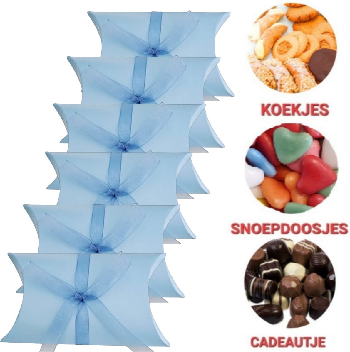 Blauwe inpakdoosje 6 stuks | 13x9 cm |Traktatie geboorte Baby jongen | Kraamfeest -Vintage - Feest - Babyshower - Decoratie - Bonbons Verpakking - Kleine cadeau doos - Snoepdoosje, Koekjes doosjes| Giftdoosje- Inpakdoosje