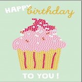 Diamond Painting - Verjaardagkaart - Cupcake - Ronde steentjes - 15x10cm